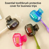 Various colored protective covers for toothbrushes are shown on a light background.