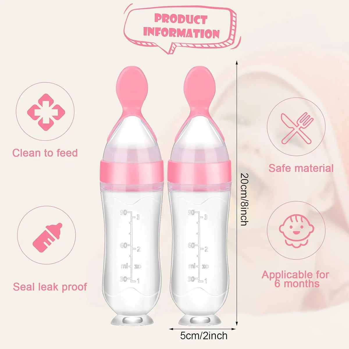 Silicone Baby Food Feeder Spoon with Suction Cup
