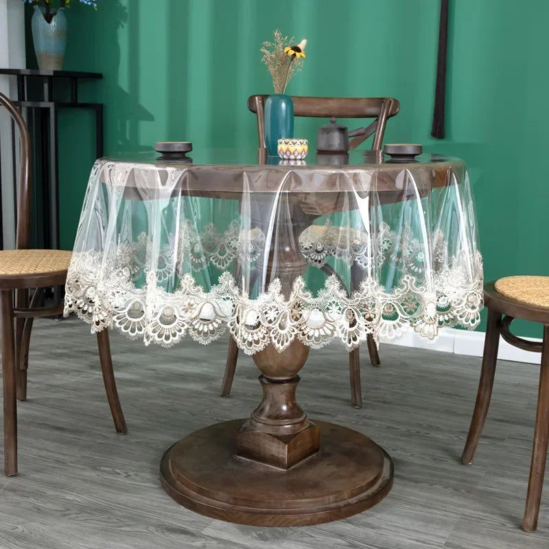 Elegant Lace Embroidered Waterproof Tablecloth