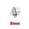 A silver rolled hemmer foot set with an 8mm size marking.