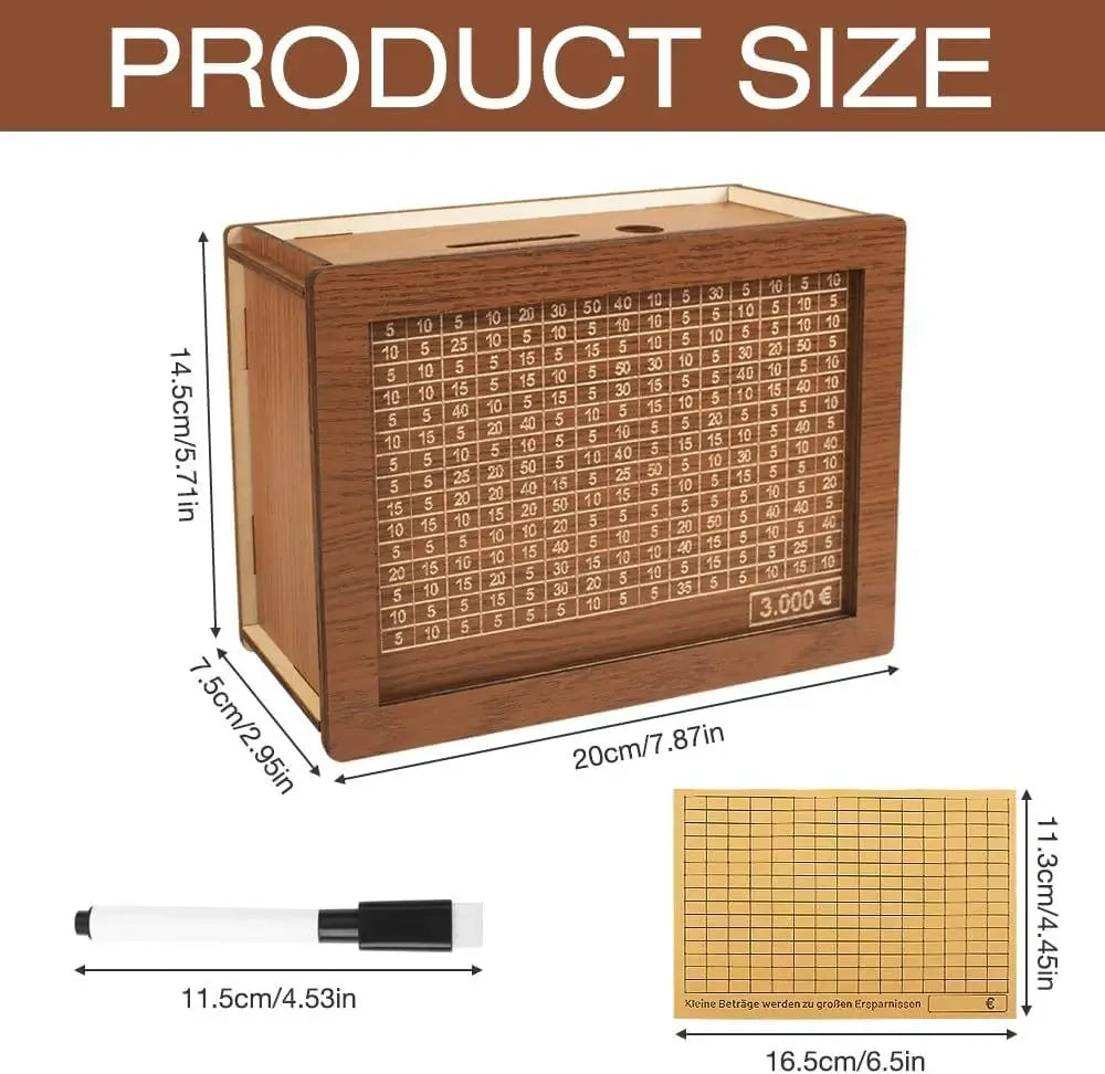 Wooden Money Saving Box with Built-in Coin Counter