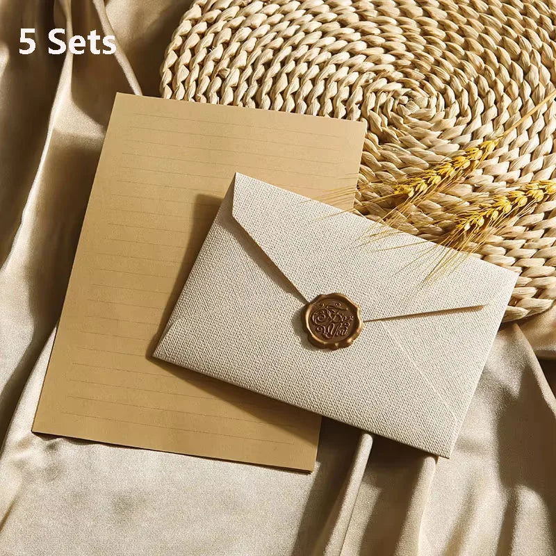 Premium Linen Stationery Set with Wax Seal Kit
