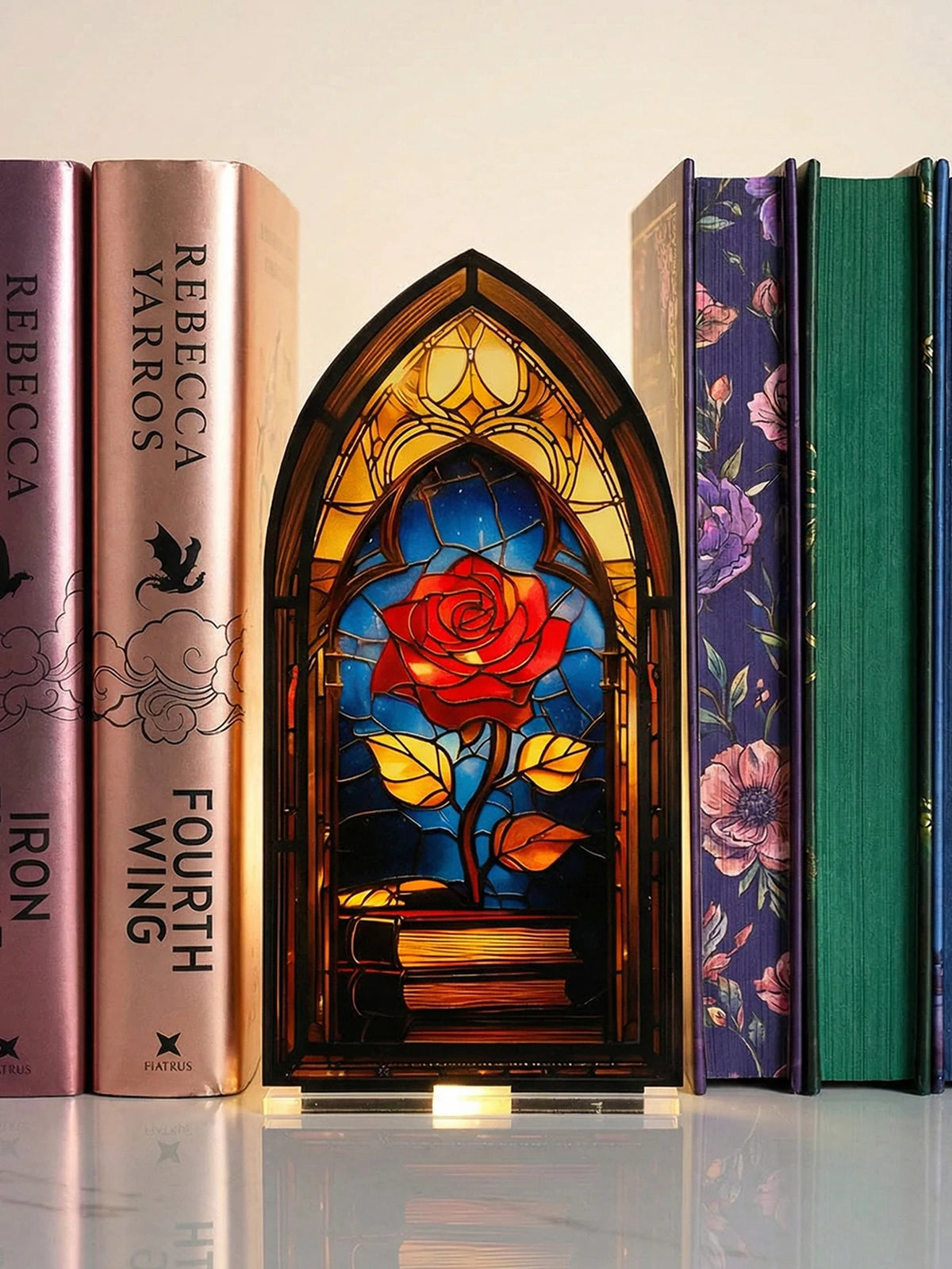 Acrylic Rose Gothic Arch Bookend for Bookshelf Decor
