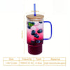 Vintage Ribbed Glass Tumbler with Bamboo Lid and Straw