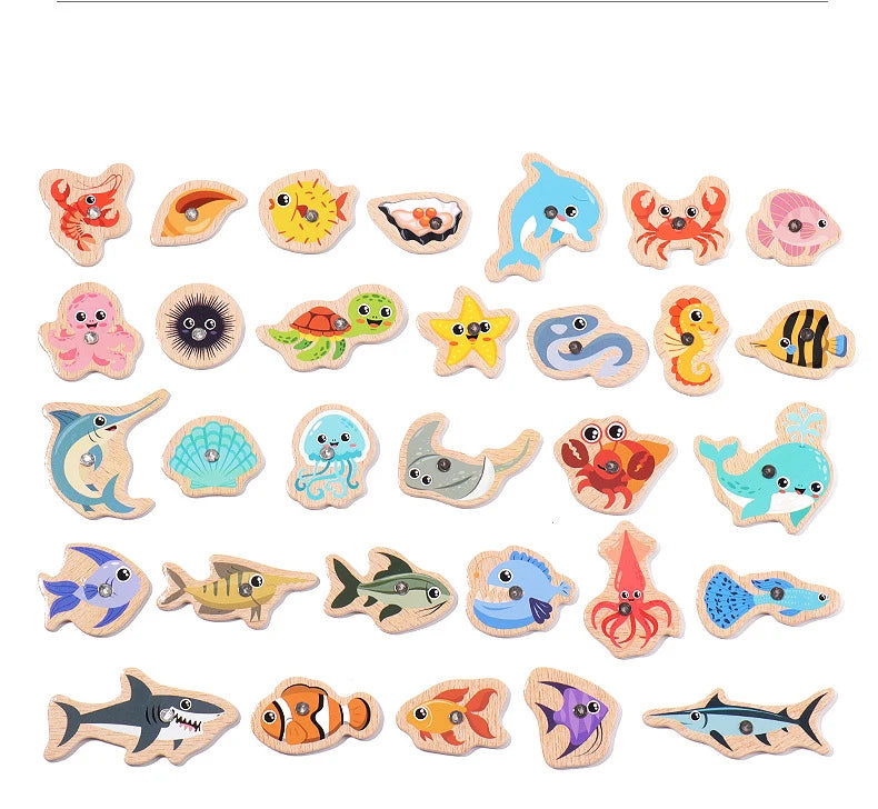 Montessori Wooden Magnetic Fishing Toy for Kids – Educational Marine Life Game