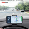A smartphone displaying a navigation map is mounted on a car dashboard, demonstrating the HUD feature.
