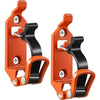 Orange heavy-duty wall mount tool holder designed for securing shovels, axes, and other tools