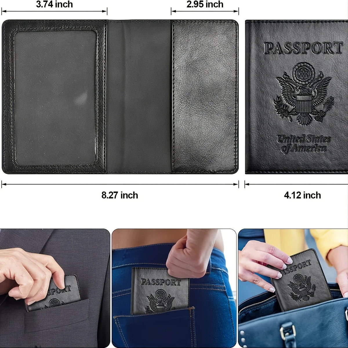 RFID-Blocking Leather Passport Holder with Card Slots