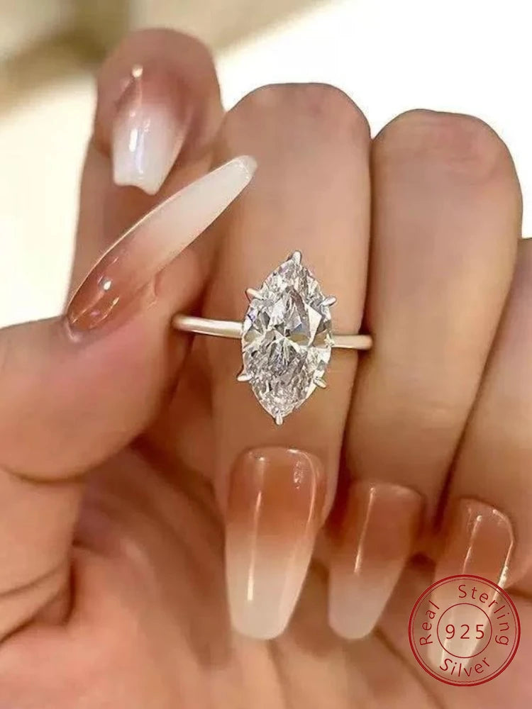 Marquise Zircon Sterling Silver Ring