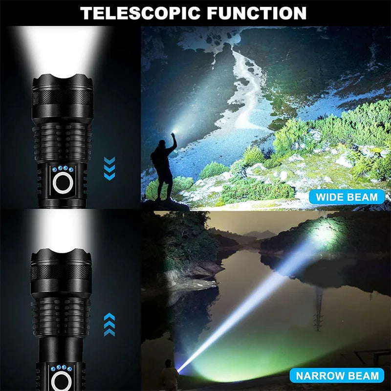 Linterna LED Recargable Táctica con Zoom