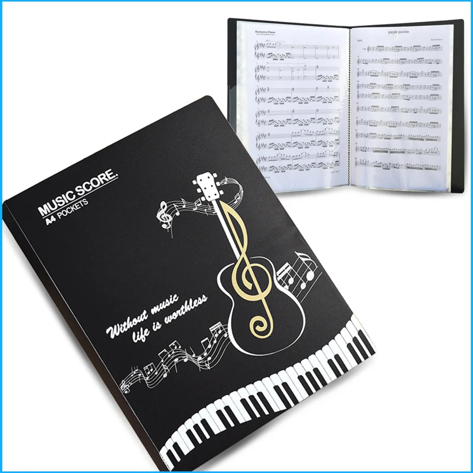 A4 Music Score Folder with 40 Pages | Durable PP Sheet Organizer for Musicians