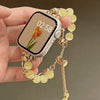 Crystal Bead Watch Strap with Adjustable Metal Link Design