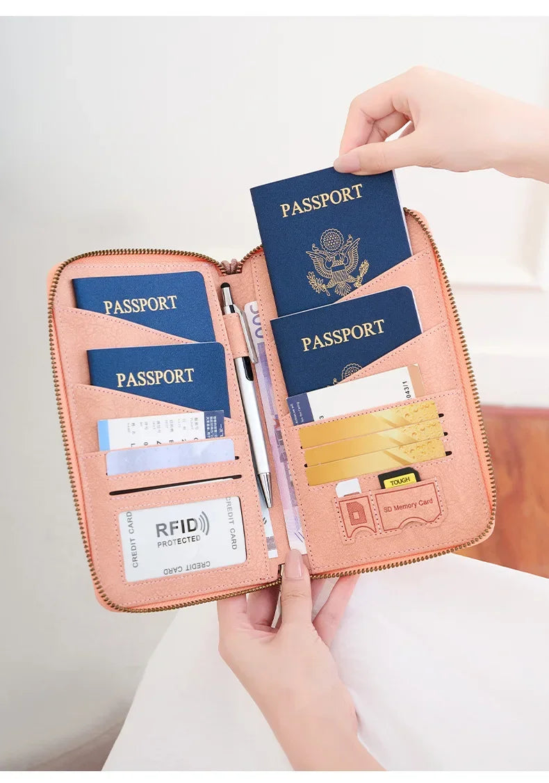 RFID Blocking Travel Passport Holder and Document Organizer
