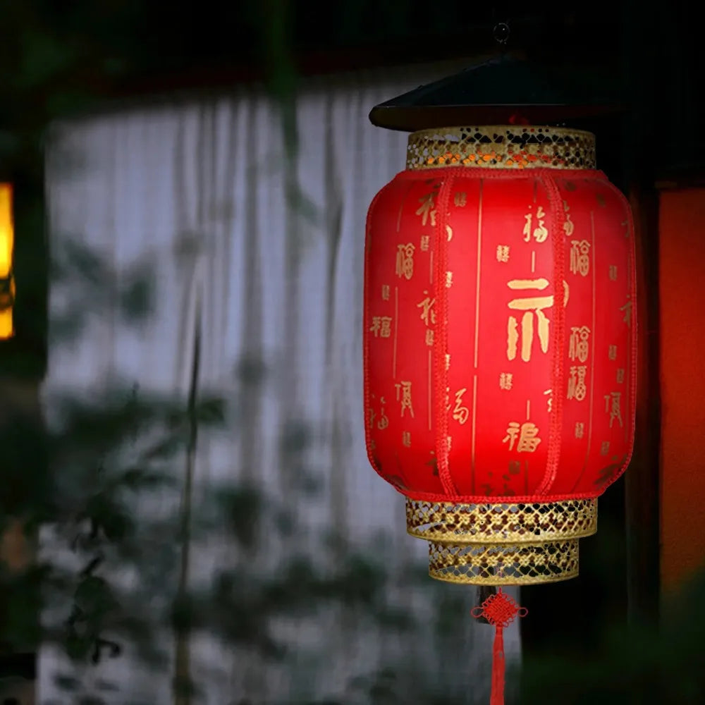 Classic Red Chinese New Year Lantern with Antiqued Finish
