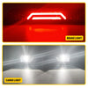 Two images showing a red brake light and a cargo light from a truck.