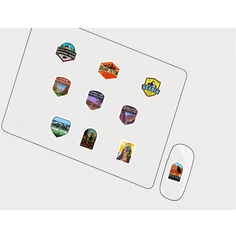 National Park Waterproof Sticker Pack for Laptops, Skateboards & More