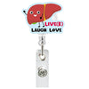 Heart Shape Glitter Acrylic Retractable Badge Reel with Crocodile Clip