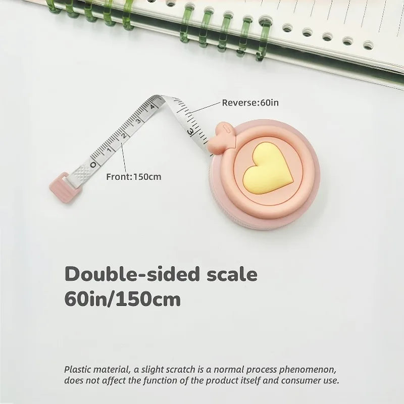 Pastel Heart-Shaped Retractable Tape Measure