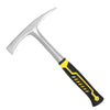 Silver welding chipping hammer with a black and yellow ergonomic non-slip handle
