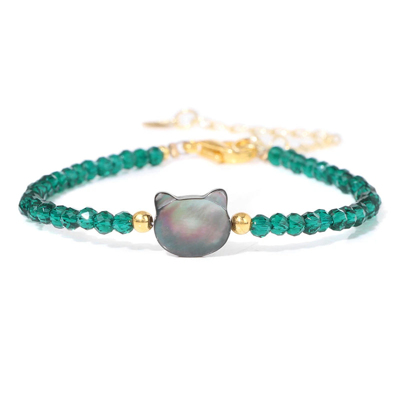 Natural Stone Bead Bracelet with Adjustable Lace-Up Closure