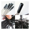A set of flexible chimney and dryer vent cleaning brushes, including a long brush and a bristled brush head.