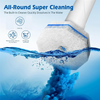 A white cleaning sponge is shown dissolving in blue water, illustrating all-round super cleaning capabilities.