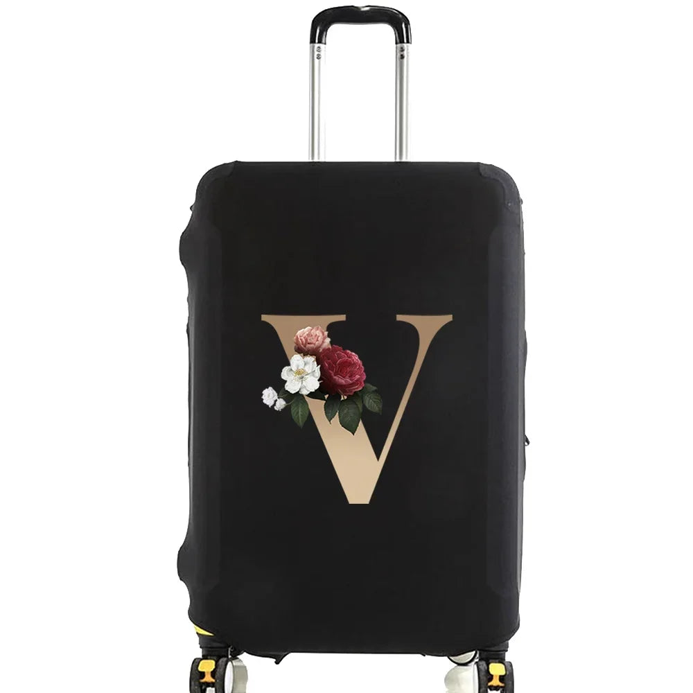Elastic Luggage Cover with Gold Letter Design