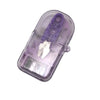 A clear purple compact portable sewing kit with a storage case and visible tools inside.