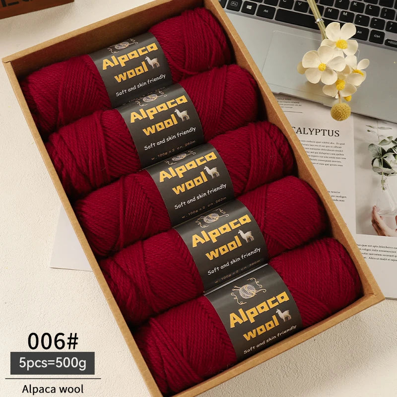 Chunky Alpaca Wool Knitting Yarn – 500g Multi-Color Set for Cozy Winter Projects