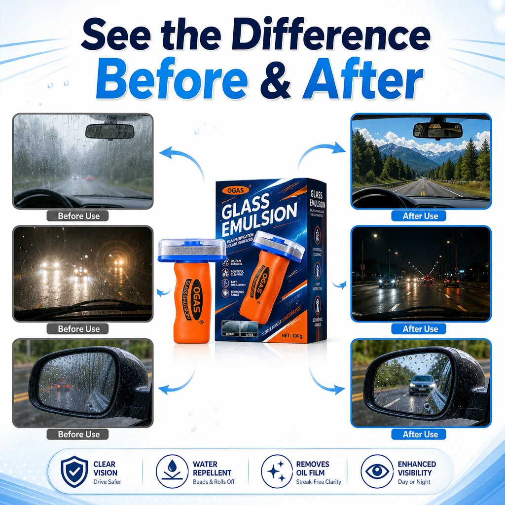 Car Windshield Oil Film Remover with Built-In Brush