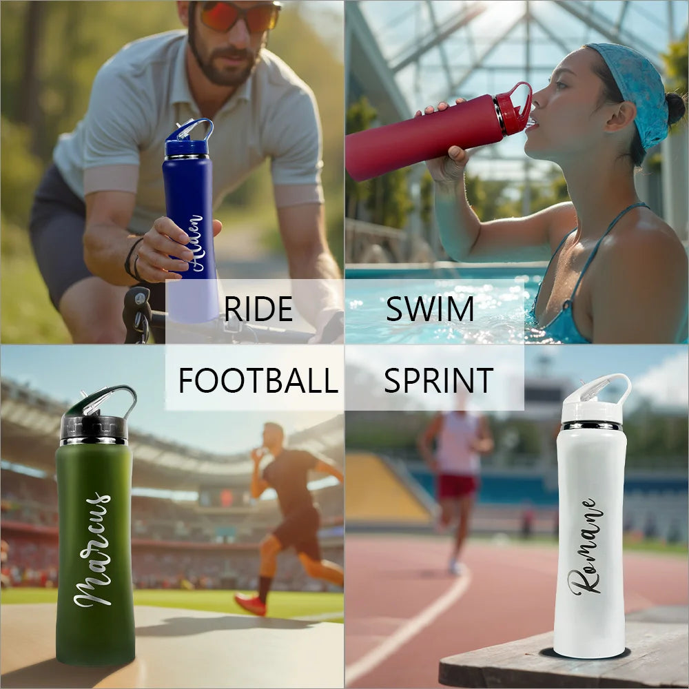 Personalized Engraved Stainless Steel Water Bottle with Straw