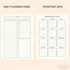 Daily planning pages and important days calendar pages for business and legal use