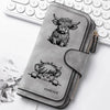 Adorable Highland Cow Long Wallet with Zipper Closure