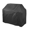 Black waterproof oxford cloth grill cover for a BBQ grill.