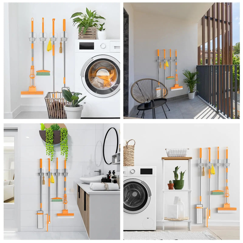 Self-Adhesive Wall Mount Broom & Mop Holder