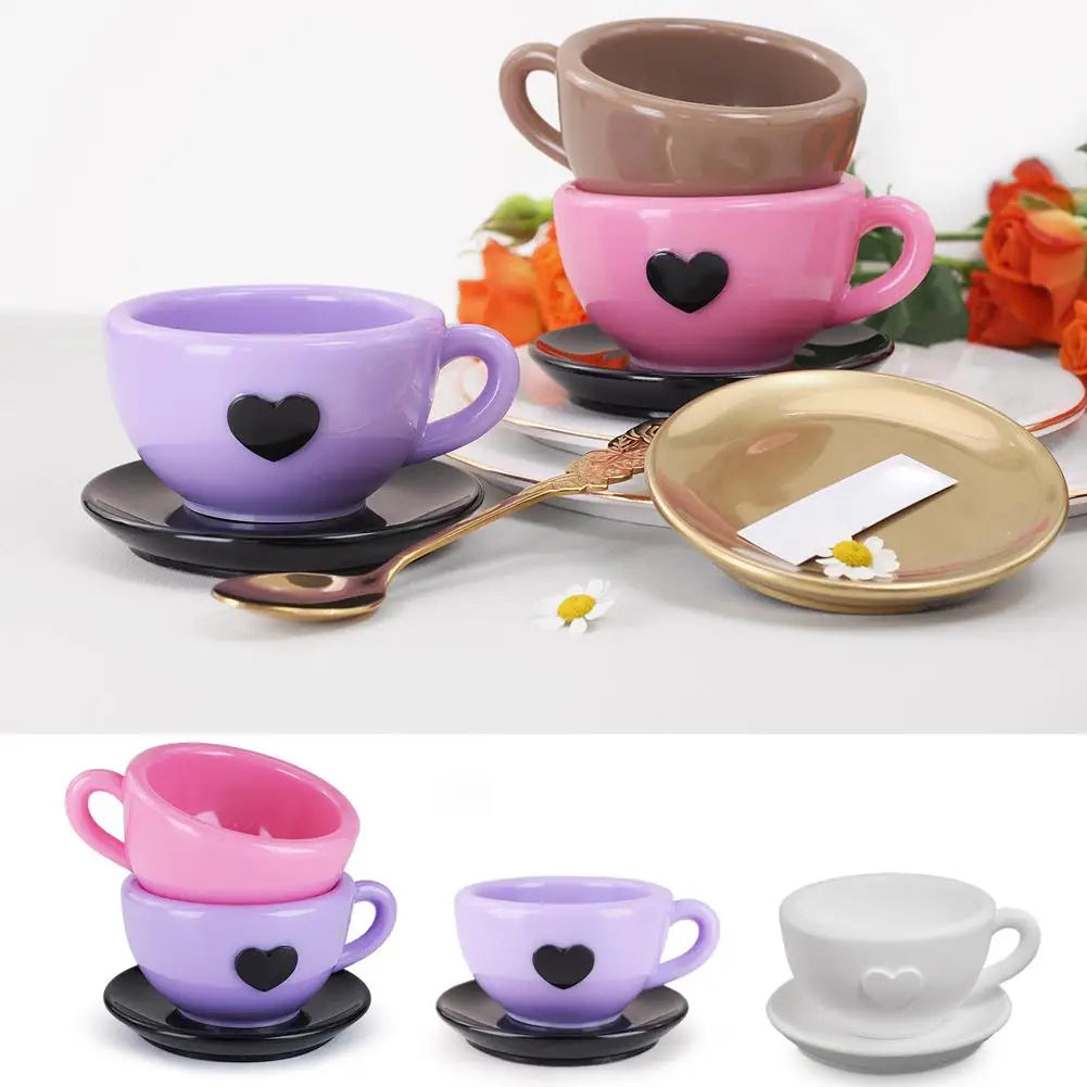 Heart-Shaped Teacup & Saucer Silicone Mold with Handle