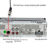 Close-up view of a radio unit showing various audio and antenna connection terminals.