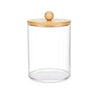 Clear apothecary jar storage set with lids for vanity and bathroom organization