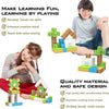 A boy and a girl are shown interacting with magnetic building blocks set for learning.