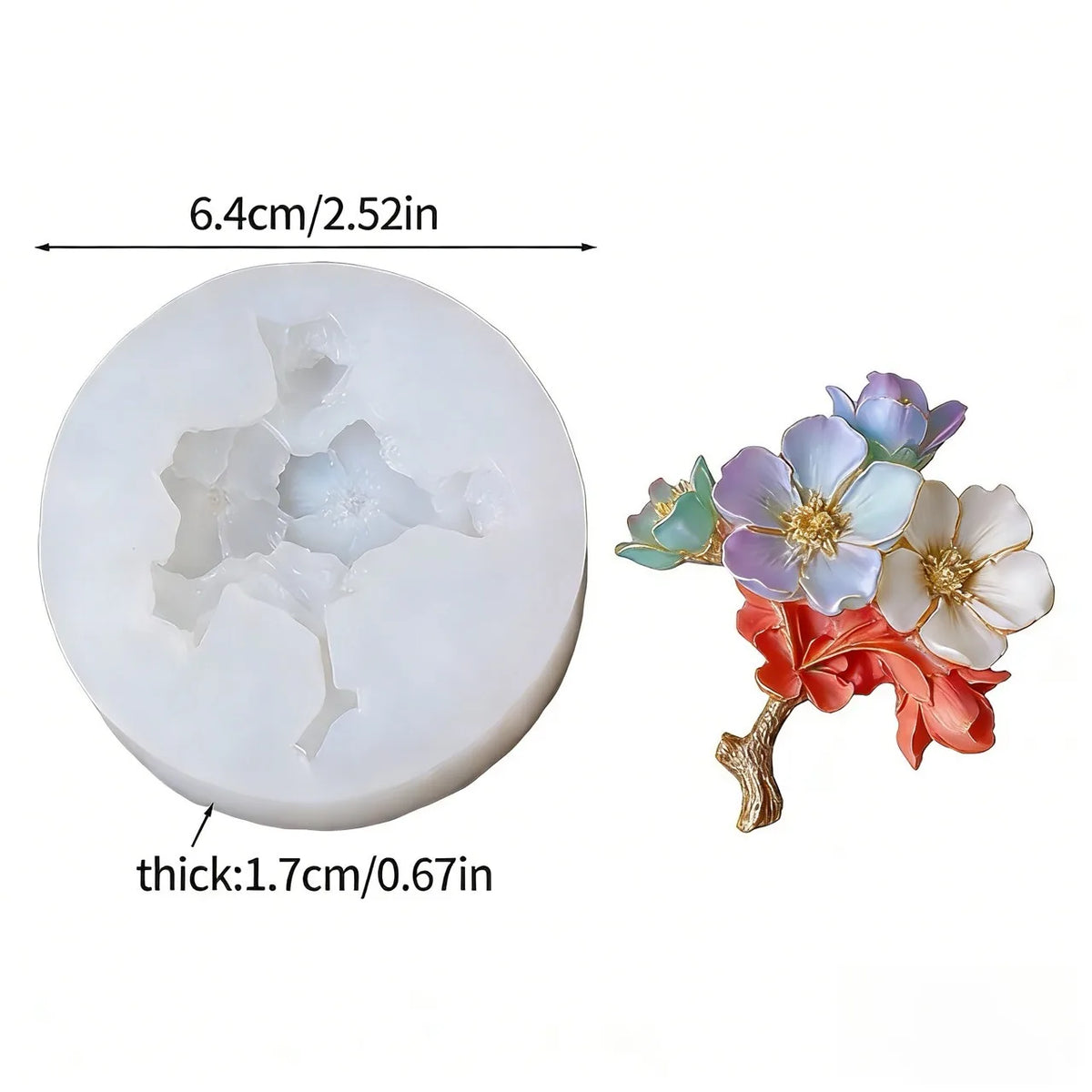 5-Piece Silicone Rose Mold Set for Polymer Clay, Soap & Candle Making