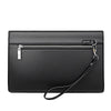 Schwarze Damen-Clutch aus Kunstleder mit silbernem Reißverschluss und Aufhängung