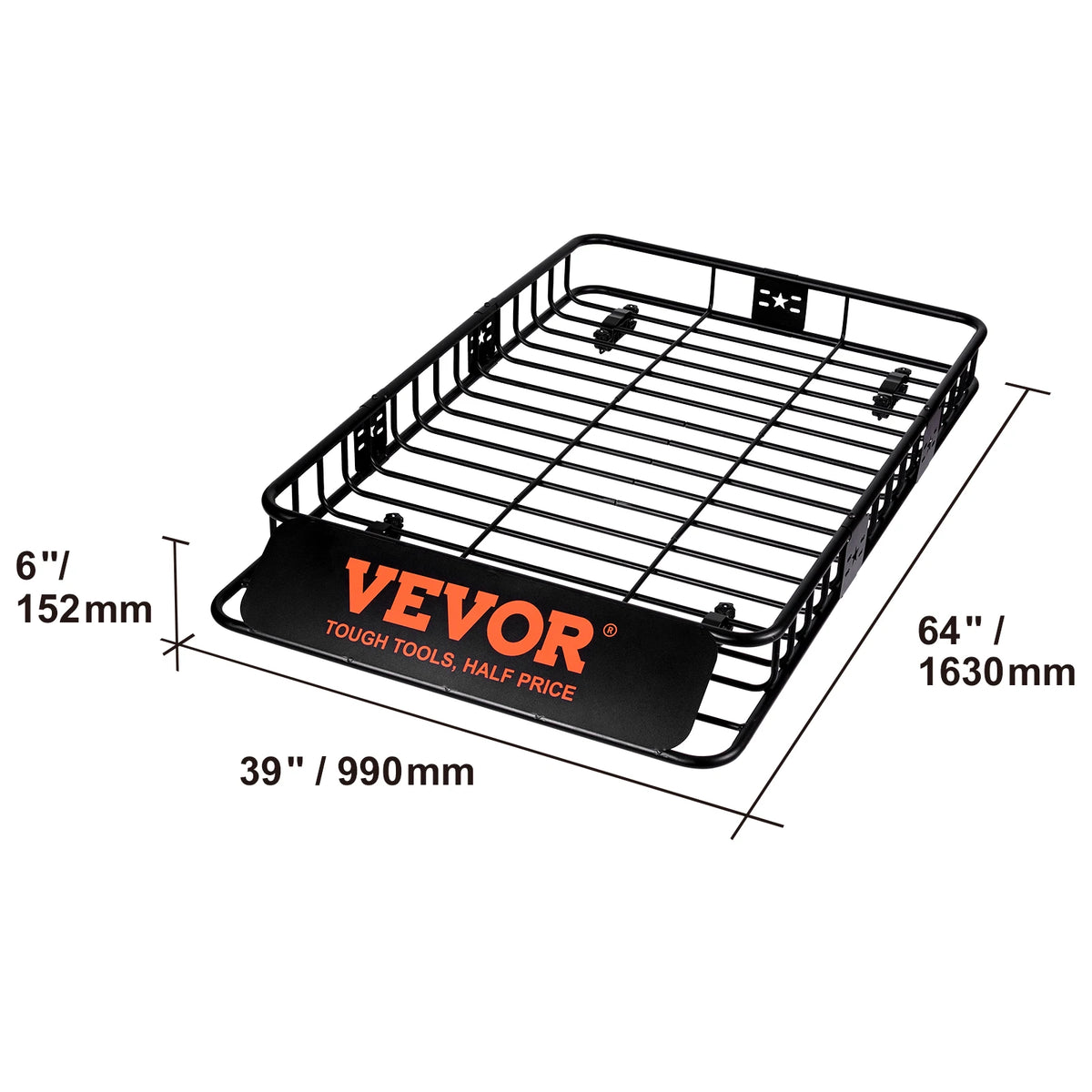 Heavy-Duty Roof Rack Cargo Basket with Wind Fairing