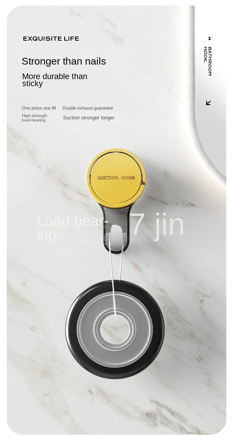 Strong Vacuum Suction Hooks with Adhesive Mount, No-Drilling Design for Home and Bathroom