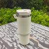 30oz Stainless Steel Vacuum Insulated Tumbler with Handle and Straw
