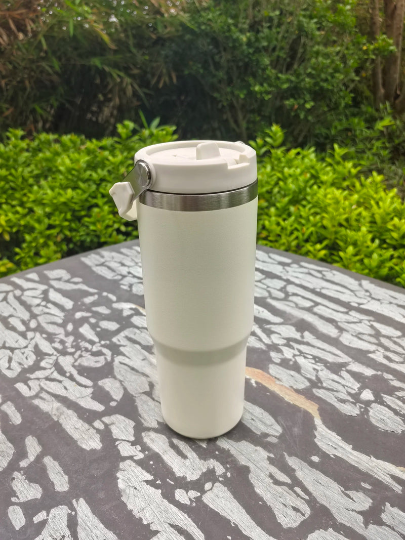 30oz Stainless Steel Vacuum Insulated Tumbler with Handle and Straw