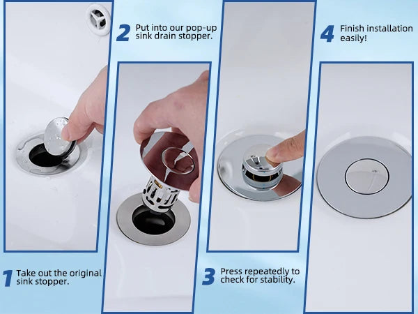 Universal Stainless Steel Sink Drain Filter with Spring-Loaded Stopper