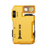 A yellow Wuben G5 compact rechargeable flashlight with a front lens and a black body is shown.