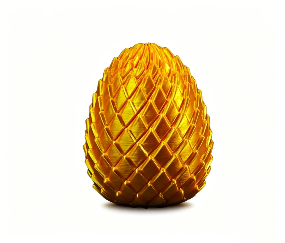 A golden, textured egg-shaped fidget toy for stress relief.