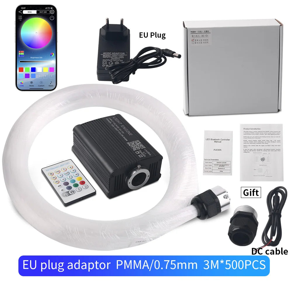 16W Starry Sky Fiber Optic Car Ceiling Light with Music Sync