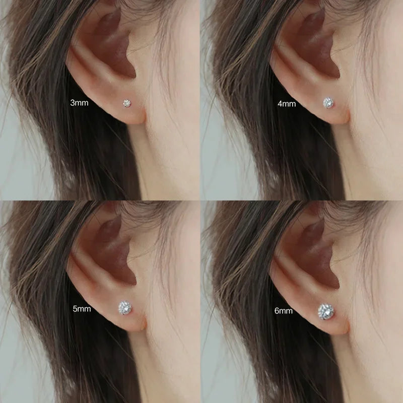 Tiny Clear Crystal CZ Stud Earrings in 925 Sterling Silver